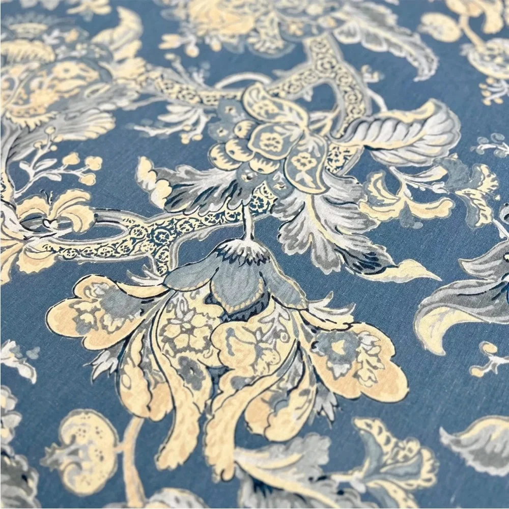Pottery Barn Bristol Palampore Floral FULL/QUEEN Duvet Cover Blue Cream Linen PB